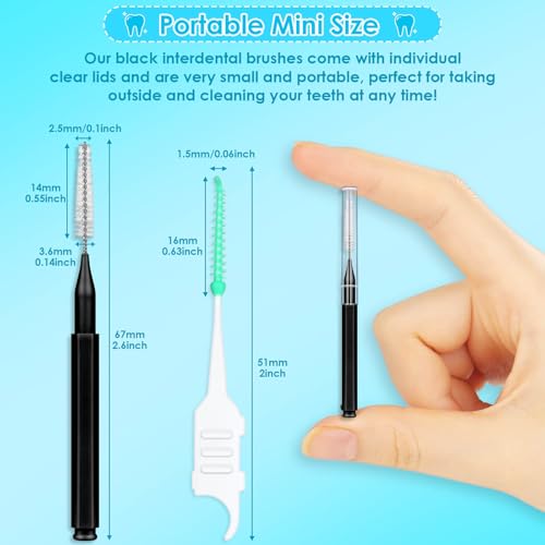 Jupwalz Black Interdental Brush & Dental Picks Kit - 270Pcs Oral Cleaning Set