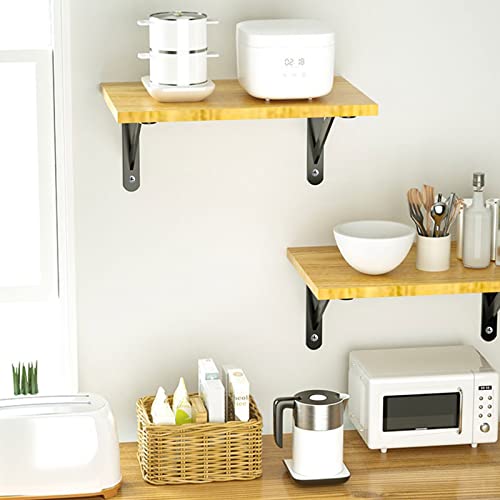 Heavy Duty Shelf Brackets 6x4 Inch - Black Powder-Coated Steel (4 Pack)