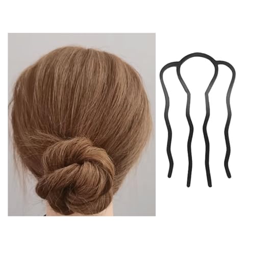 6-Piece Metal Hair Fork Clips for Updos and Buns - Black