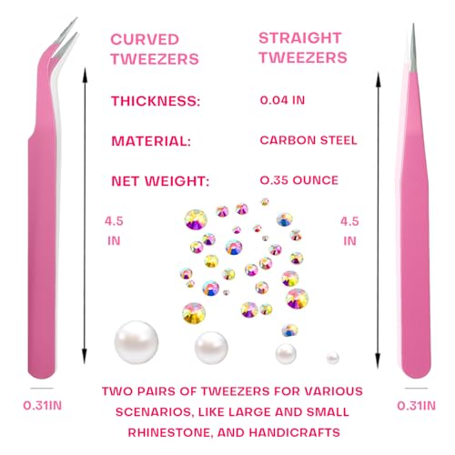 Pink Rhinestone Picker Tool Set - 2 Dual-Head Wax Pens & Tweezers
