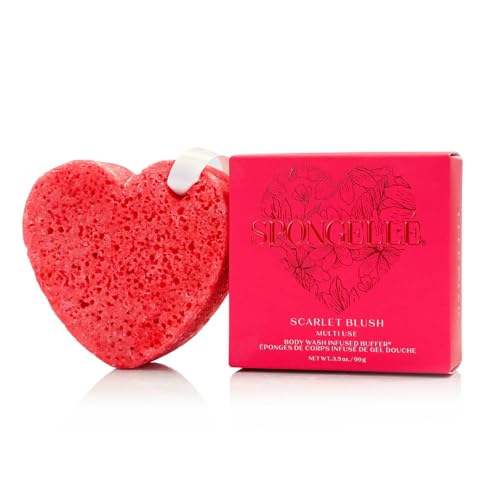 Spongellé Scarlet Blush Heart Body Buffer with Built-in Body Wash & Exfoliant