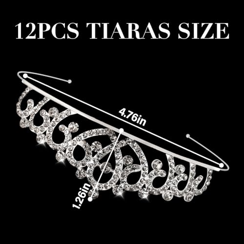 12-Piece Silver Rhinestone Tiara Set for Women and Girls Princess Crowns