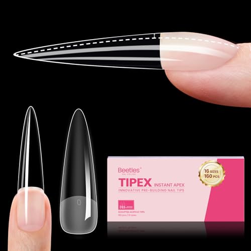 Beetles Tipex Instant Apex Nail Tips, XL Stiletto, 160pcs