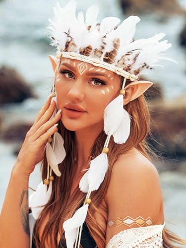 GORTIN Native American Feather Headband - Boho Hair Accessory for Women