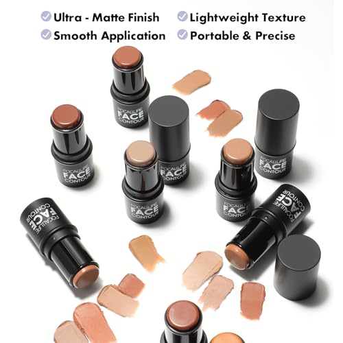 FOCALLURE Contour Stick - Light-Medium Cool Tone Face Contour, #10 Mocha, 0.21oz