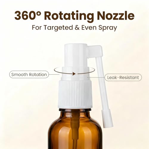 2-Pack 30ml Amber Glass Spray Bottles - Refillable Nasal & Cosmetic Pump Containers