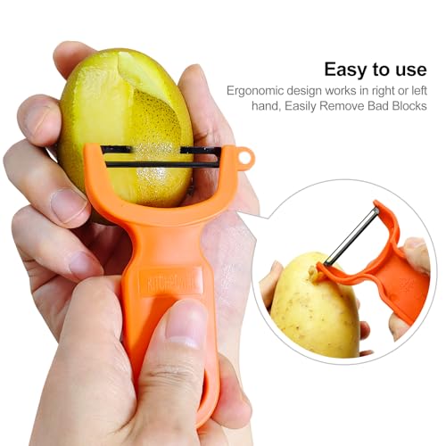 KITCHPOWER Vegetable Peeler Set - Carbon Steel Blades, 3 Pack