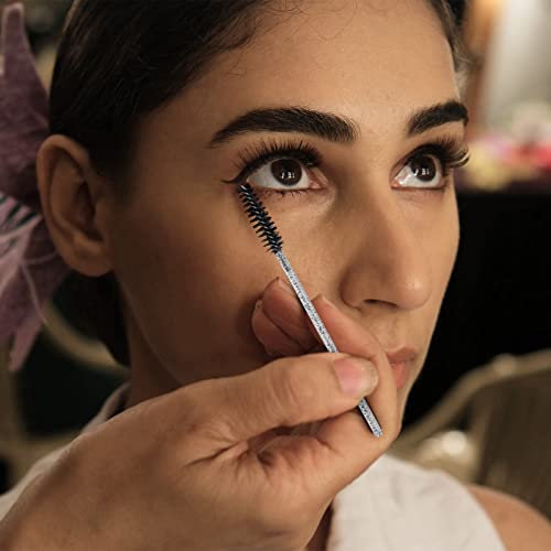 100 Disposable Mascara Wands with Container - Black Eyelash Brushes