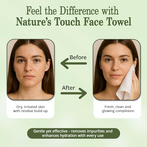 Nature’s Touch Biodegradable Face Towels - Ultra Soft, Vegan, 50 Count, Travel & Skincare