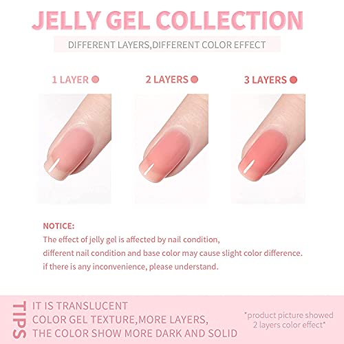 Vishine 15ml Sheer Glitter Pink Gel Polish - Jelly Translucent Nail Art