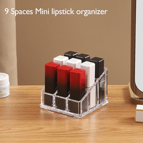 Lipstick Organizer with 9 Slots - Clear Acrylic Holder for Makeup