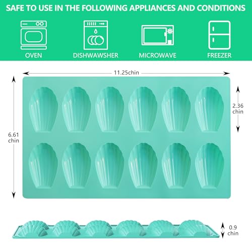 Zorazio Silicone Madeleine Pan Set - 3 Nonstick Baking Molds