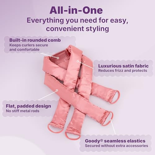 Goody Satin Heatless Hair Curler with 4 Rods for Damage-Free Curls