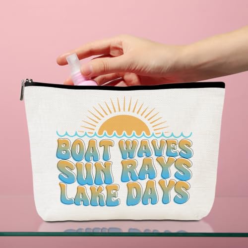 Lake Days Makeup Bag - Boat Waves Sun Rays Cosmetic Pouch