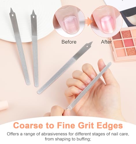 4 Pack Diamond Nail Files for Natural Nails - 6 Inch Professional Manicure Tools