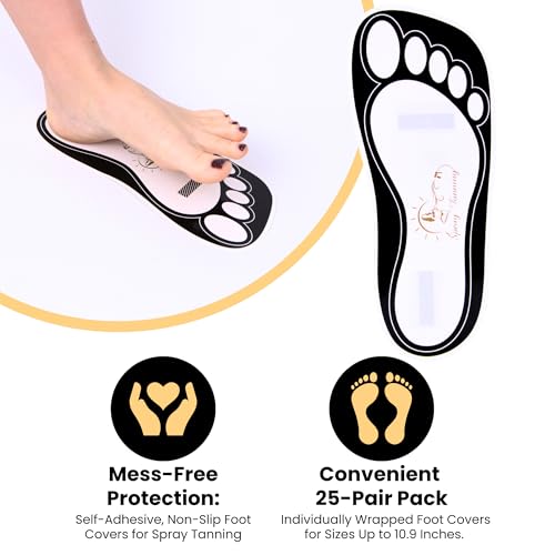 HeeStar Disposable Spray Tan Feet Pads - 25 Pairs, Black