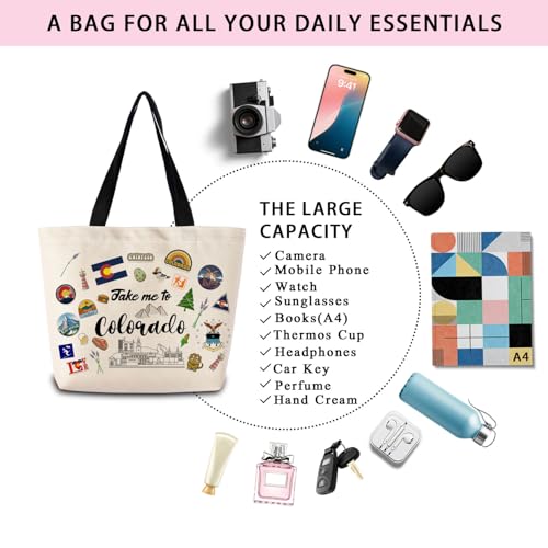 Colorado Tote Bag - Reusable Shopping Handbag with Pocket