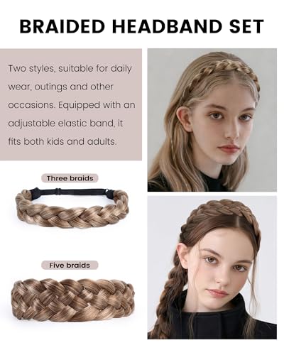 NAISIER Braided Hair Headband Set 30H/613 - 2 Pcs Chunky Wide Bands