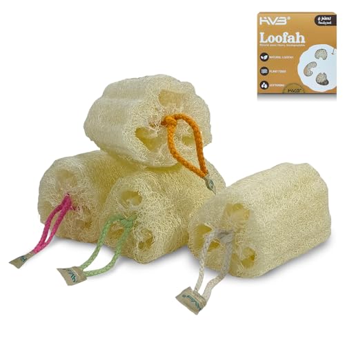 HVB Natural Loofah Exfoliating Bath Sponge - Pack of 4