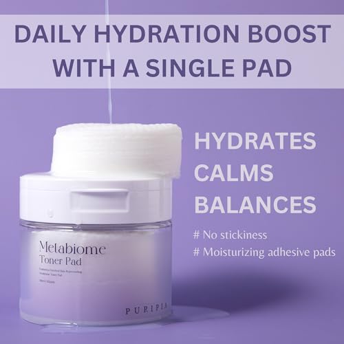 PURIPIA Metabiome Korean Toner Pads for Exfoliating and Hydrating Skin