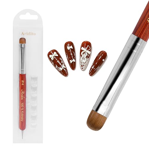 Kolinsky French Nail Brush & Dotting Pen #14 - Wooden Handle, Precision Tips