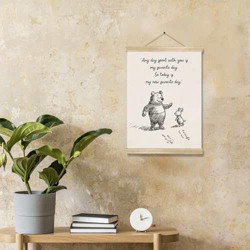 Little Bear Pooh Quote Wall Art | Natural Linen Poster 14x18.5