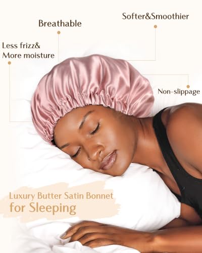 YANIBEST Adjustable Double Layer Satin Bonnet for Curly Hair - Blush Pink