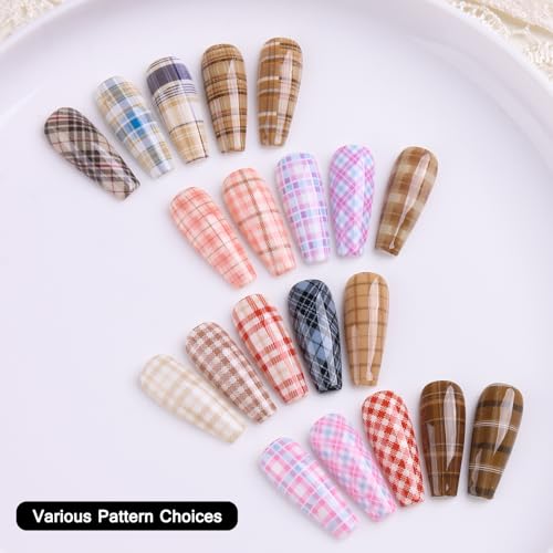 10 Rolls Plaid Nail Foil Transfer Sheets for Nail Art
