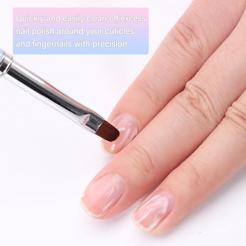 INENK Blue Nail Clean Up Brushes Set - 3 Pcs Precision Cuticle & Polish Remover Tools
