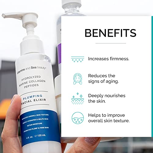 VITAMINS AND SEA BEAUTY Plumping Facial Elixir with Marine Collagen & Peptides - 4 fl oz