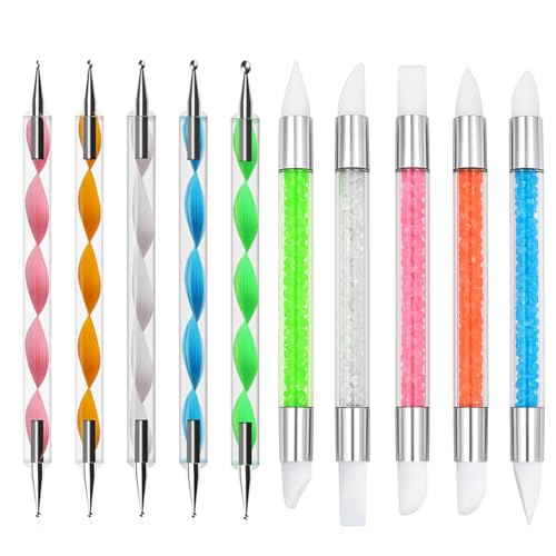 5Pcs Dual-Tipped Nail Art Pens - Professional Dotting Tools for Nail Design