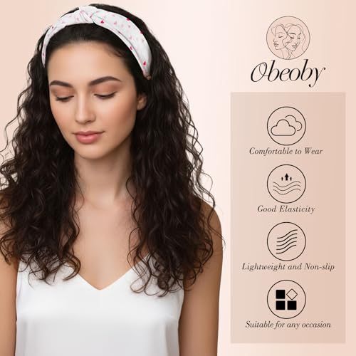 Knotted Headbands for Women - Pink Stripe 4 Pack, Non-Slip Design