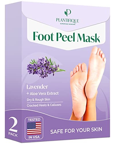 Plantifique Foot Peel Mask Lavender, 2 Pairs Dermatologically Tested - 1 Count (Pack of 2)