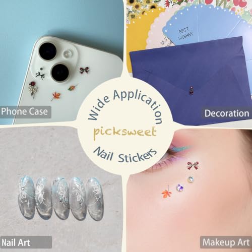 5D Floral Nail Stickers - Self-Adhesive Vintage Designs, 2 Sheets