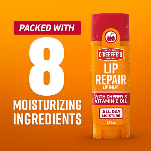 O'Keeffe's Lip Repair Balm Stick 3-Pack with Cherry & Vitamin E Oil - Hydrating & Repairing