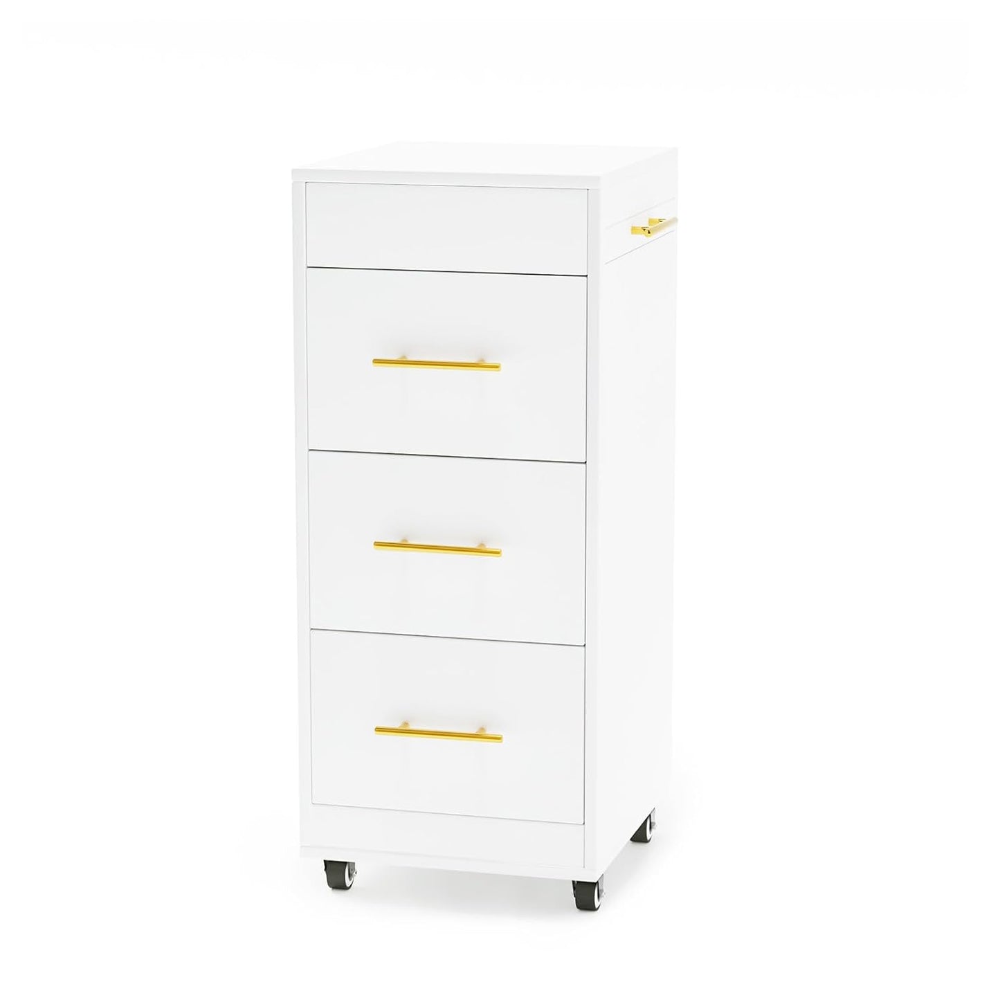 Salon Trolley Cart - 3-Drawer Rolling Hair Styling Station with Wheels | Mobile Beauty Trolley for Salon & Spa - White
