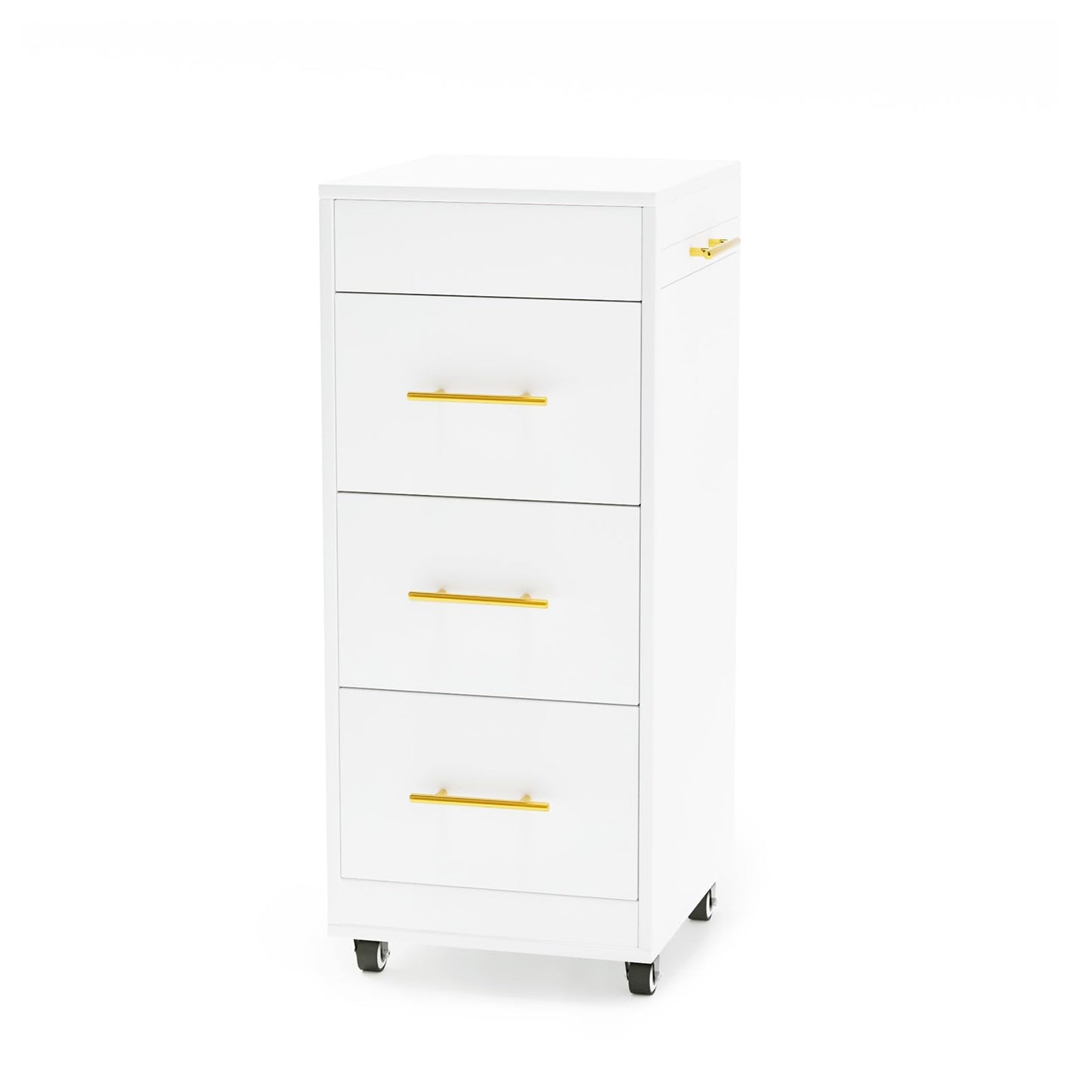 Salon Trolley Cart with Wheels, 3-Drawer Rolling Hair Styling Station, Mobile Beauty Trolley with Hot Tools Holder, Storage for Salon, Barbershop, Spa & Tattoo, White
