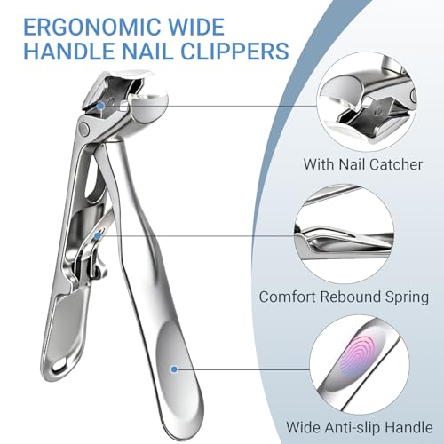 Seektik Toenail Clippers for Seniors, Wide Opening for Thick Nails with Catcher