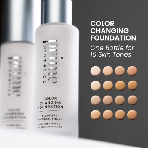 Prime Prometics Color Changing Foundation for Mature Women ? Instantly Adapts to Your Skin Tone ? Buildable Light-to-Medium Coverage ? 12-Hour Wear ? Natural Dewy Finish ? Hypoallergenic