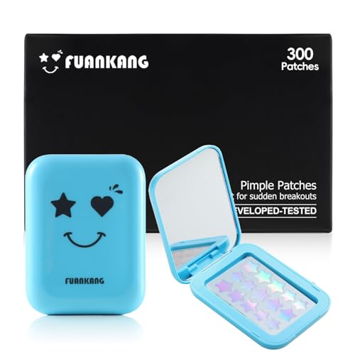 Hydrocolloid Pimple Patches 300 Count with Cute Mirror Case - FUANKANG