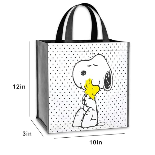 Peanuts Tote Bags Set - 2 Pack Snoopy Grocery Bags for Kids & Adults