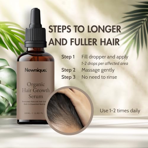 Newnique Organic Hair Growth Oil with Rosemary & Biotin – Vegan Hair Care for Thicker, Fuller Hair