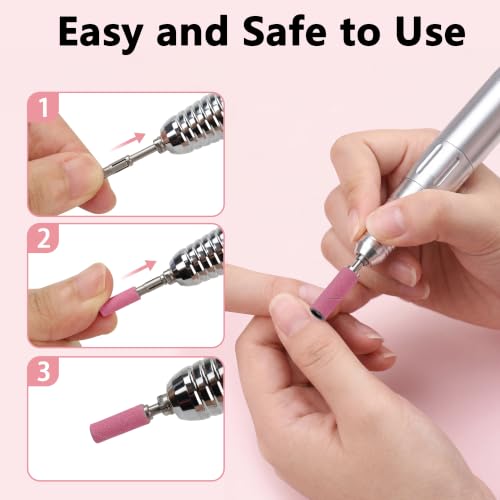 100 Pcs Pink 240 Grit Mini Sanding Bands for Nail Drill