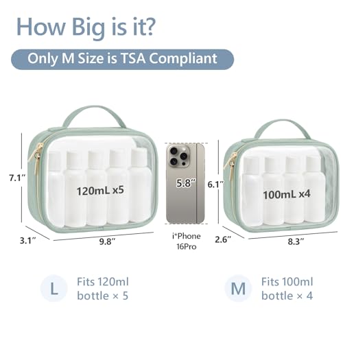PACKISM TSA Approved Clear Makeup Bag Set - 2 Sizes in Laurel Green