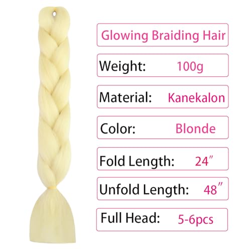 ItsUHair 24-Inch Glow in the Dark Jumbo Braiding Hair Extensions (3 Pack)