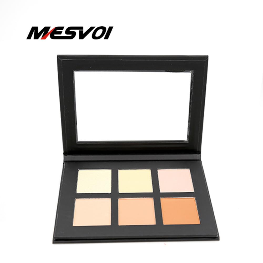 Mesvol 6 Color Contour Powder Kit Foundation Palette Contouring Makeup Kit Highlight Dramatically Sculpt Enhance Features Deep