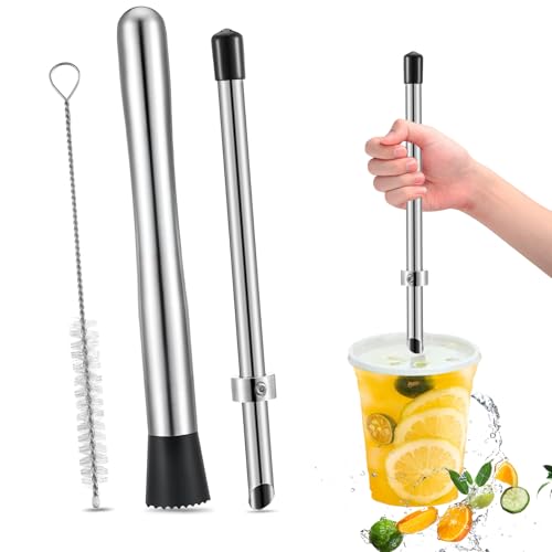Stainless Steel Muddler and Straw Puncher Set for Cocktails