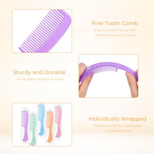 100 Multicolor Pocket Combs - Individually Wrapped Hair Combs for All Ages