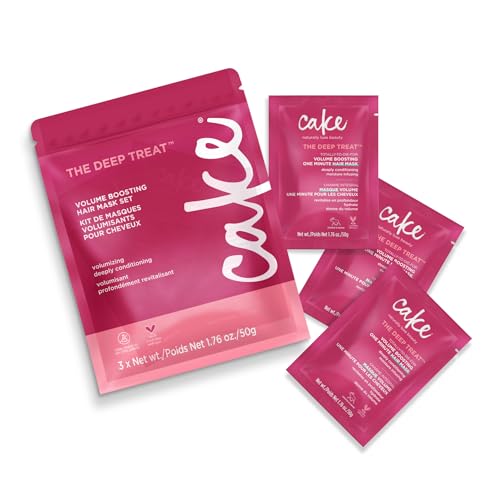 Cake Beauty Travel Hair Mask Set – Volumizing & Moisturizing Deep Treatment – Hydrolyzed Rice Protein – 3 x 1.76 oz TSA-Friendly