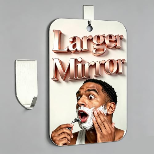 Fogless Shower Mirror for Shaving - Large 11.2x8.2 Inch Waterproof Wall Mount Anti-Fog Bathroom Accessory